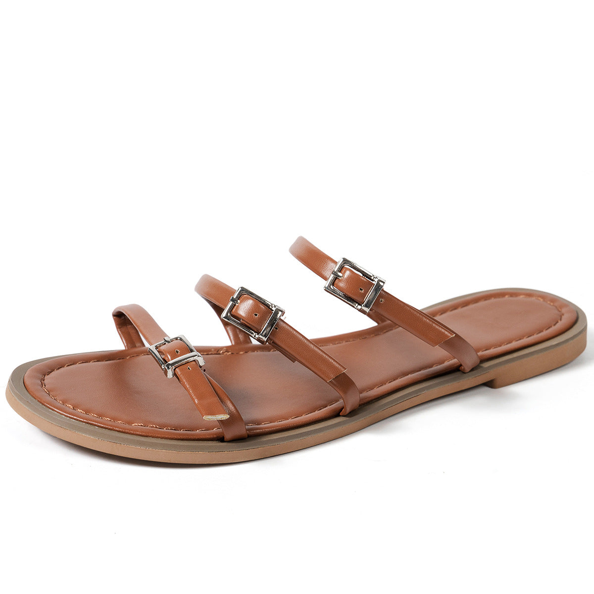 Damen flache Riemchensandalen mit verstellbaren Schnallen R&B