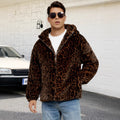 Herren Flauschige Kunstpelzjacke mit modischem Leopardenmuster R&B