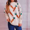 Damen lässiger Pullover mit buntem Karottenmotiv R&B