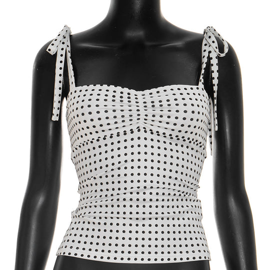 Damen Top mit niedlichem Punkte-Muster und verstellbaren Trägern R&B