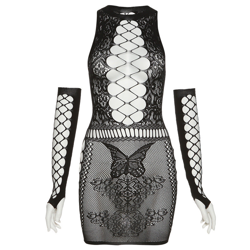 Damen Körperbetonendes Spitzenkleid R&B