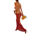 Damen Maxikleid mit raffiniertem Cut-Out-Design und zarten Trägern R&B