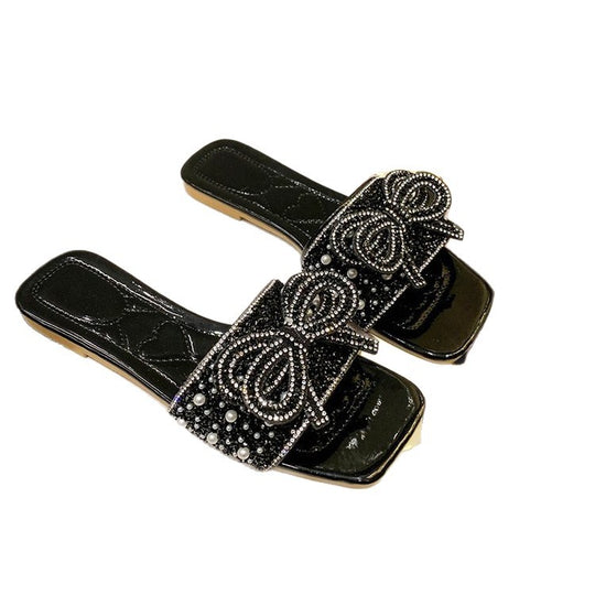 Damen Glitzernde Riemchen-Sandalen mit dekorativer Schleifenverzierung R&B