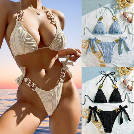 Damen Triangel-Bikini mit raffinierten Kettendetails R&B