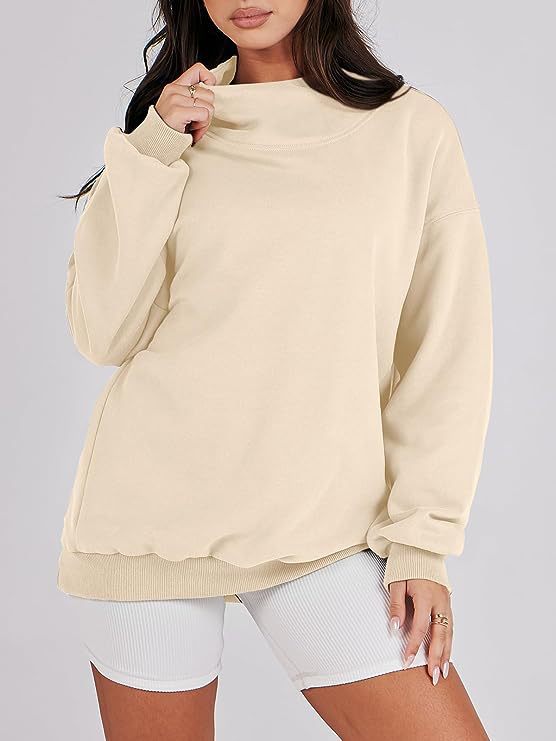 Damen lässiger Oversized Pullover mit schmalem Bund R&B