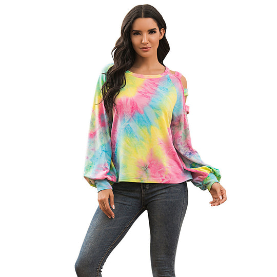 Damen lässiger Kapuzenpullover mit modischem Tie-Dye-Muster R&B
