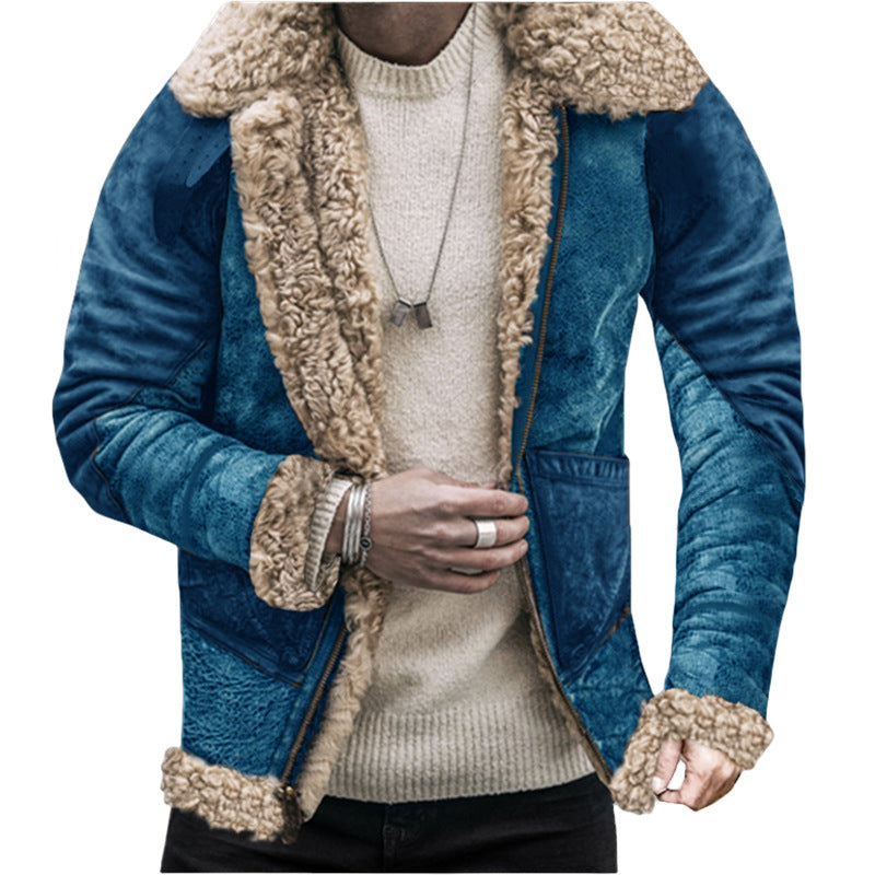Herren Teddy-Lederjacke mit warmem Innenfutter R&B