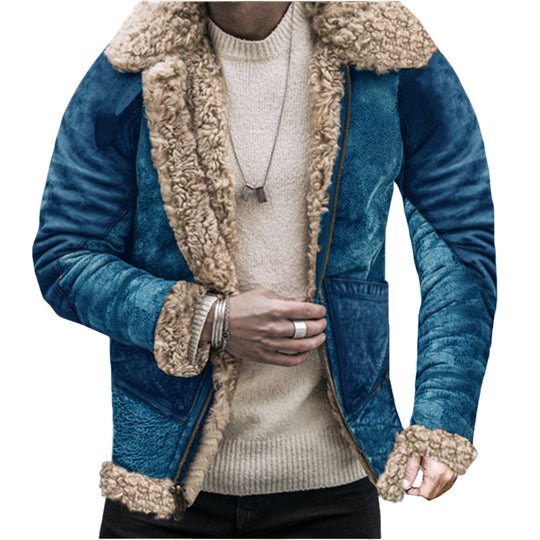 Herren Teddy-Lederjacke mit warmem Innenfutter R&B