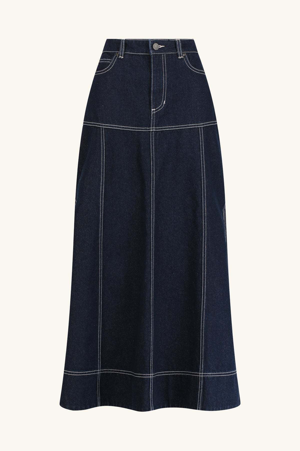 Damen Jeansrock mit seitlichen Taschen und eingearbeiteten Nähten R&B