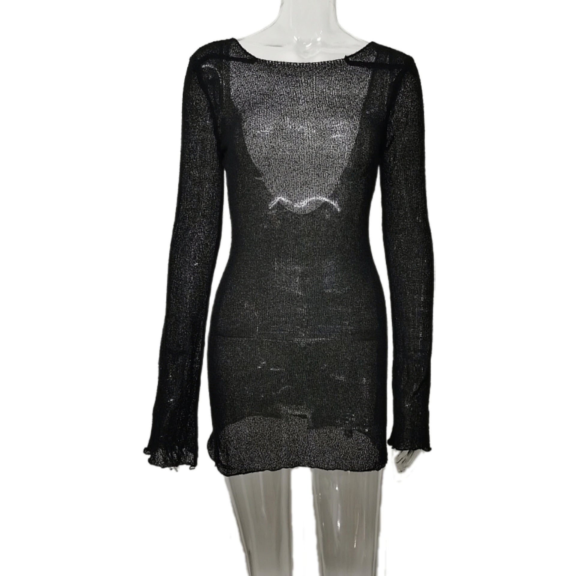 Damen durchscheinendes Häkelkleid R&B