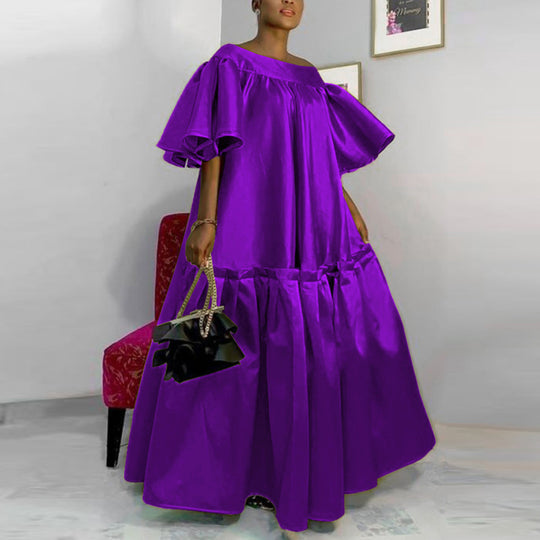 Damen Fließendes Maxikleid mit voluminösen Ärmeln R&B