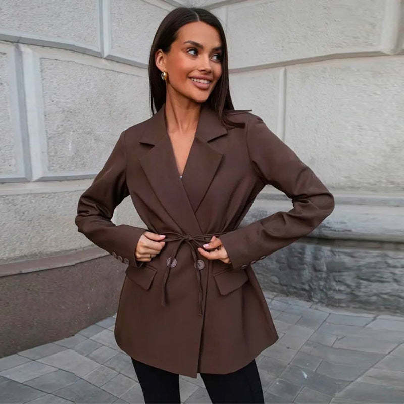 Damen modischer Blazer mit taillierbarem Gürtel R&B