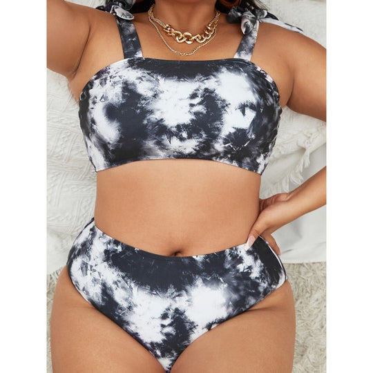 Damen Bikini-Set mit hohem Bund und trendy Crop-Oberteil R&B