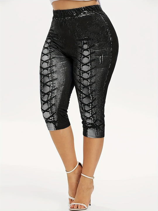 Damen Figurumspielende 3/4-Leggings mit Schnürdetails R&B