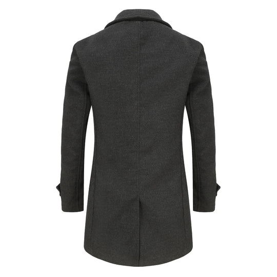 Herren stilvoller und eleganter Übercoat mit doppelter Knopfreihe R&B