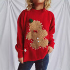 Damen festlicher Pullover mit weihnachtlichem Keksdesign R&B