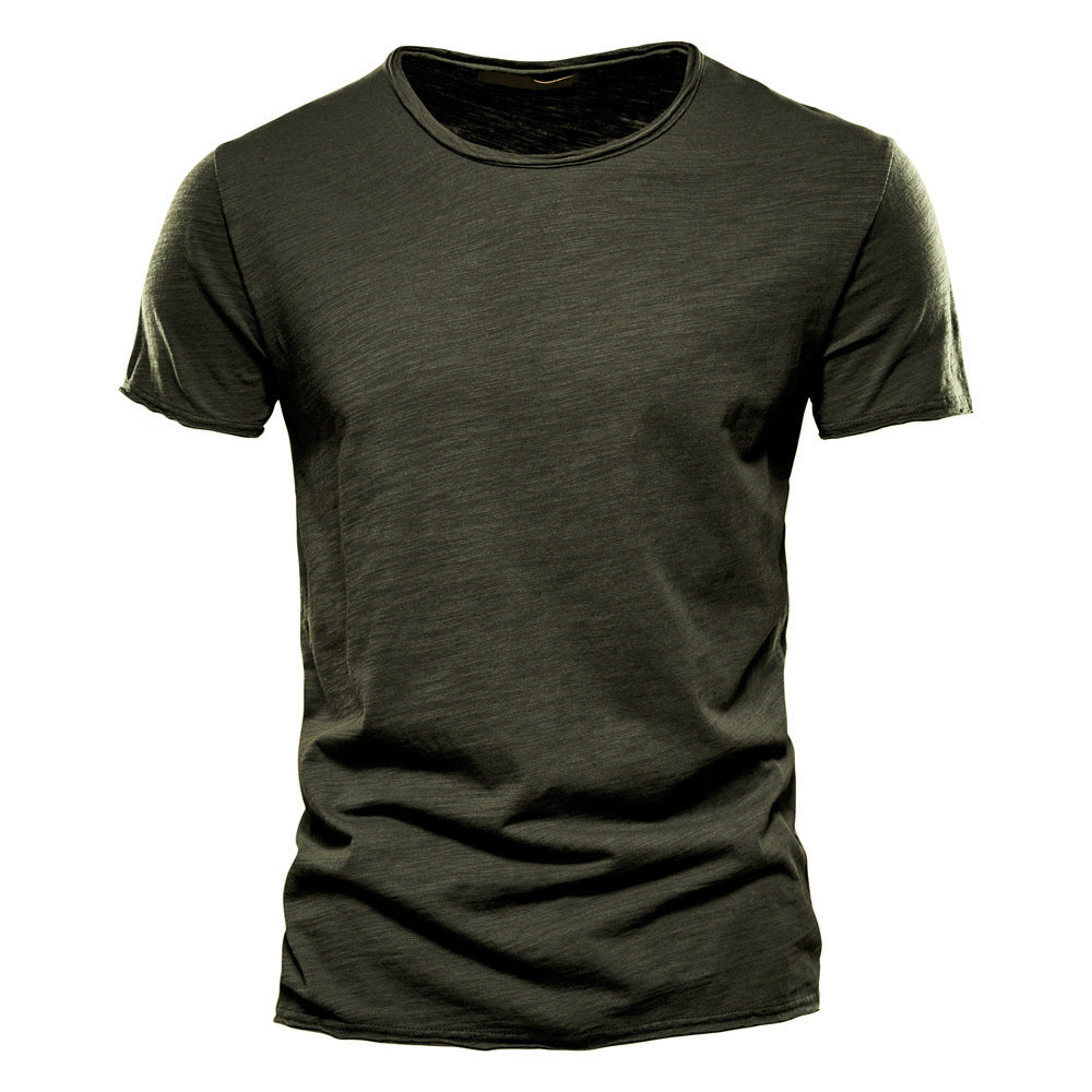 Herren nan leichtes Baumwolljersey Kurzarmshirt mit V-Ausschnitt und schmaler Passform R&B