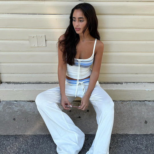 Damen Zweiteiliges Set aus luftiger Strickqualität mit raffinierten Streifen R&B