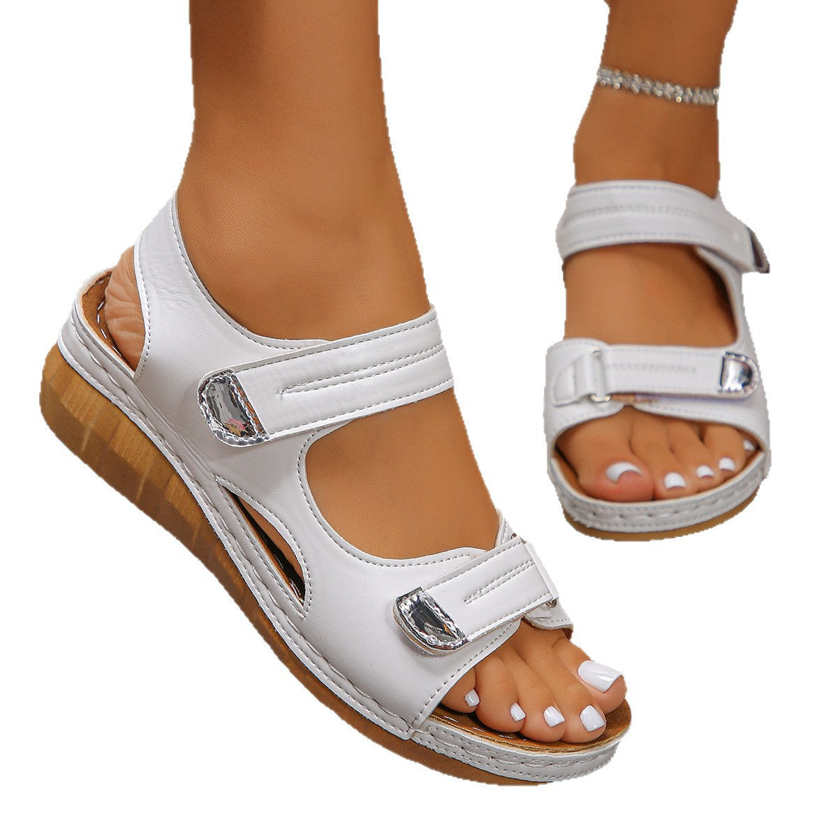 Damen Komfortable Riemensandalen mit verstellbarem Schnallenverschluss und ergonomischer Fußbettung R&B