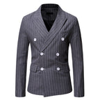 Herren elegante Doppelreiherjacke mit Nadelstreifen R&B