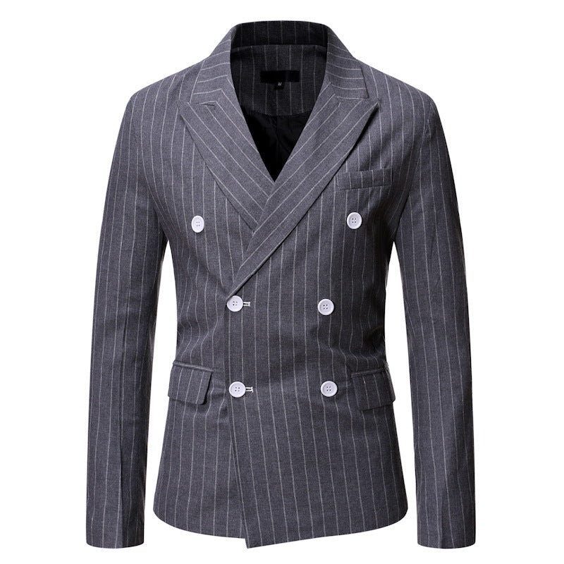 Herren elegante Doppelreiherjacke mit Nadelstreifen R&B