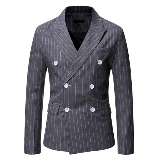 Herren elegante Doppelreiherjacke mit Nadelstreifen R&B