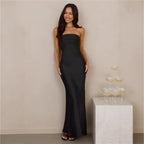 Damen Elegantes trägerloses Maxikleid mit schimmerndem Satin und figurbetontem Schnitt
