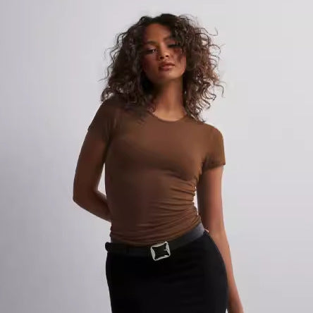 Damen Slim Fit T-Shirt aus hochwertigem Baumwollmix mit elastischem Stretch R&B
