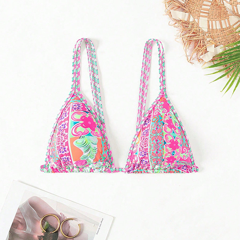 Damen Triangel-Bikini-Oberteil mit buntem Muster