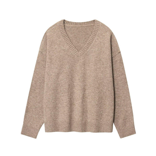 Damen gemütlicher V-Ausschnitt Pullover R&B