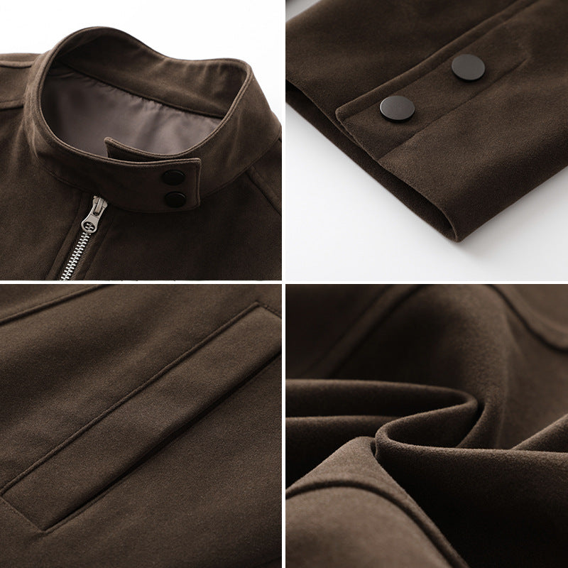Herren Freizeitjacke aus weichem Kunstleder mit praktischem Kragen und Reißverschluss R&B