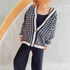 Damen oversized Strickjacke im klassischen Hahnentrittmuster R&B