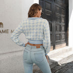 Damen Cropped Pullover im Rautenmuster R&B