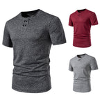 Herren Kurzarm-Henley-T-Shirt mit modischem Knopfdesign und atmungsaktiver Baumwollqualität