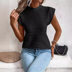 Damen Elegantes Oberteil mit Plissee-Design und Schulterpolstern R&B