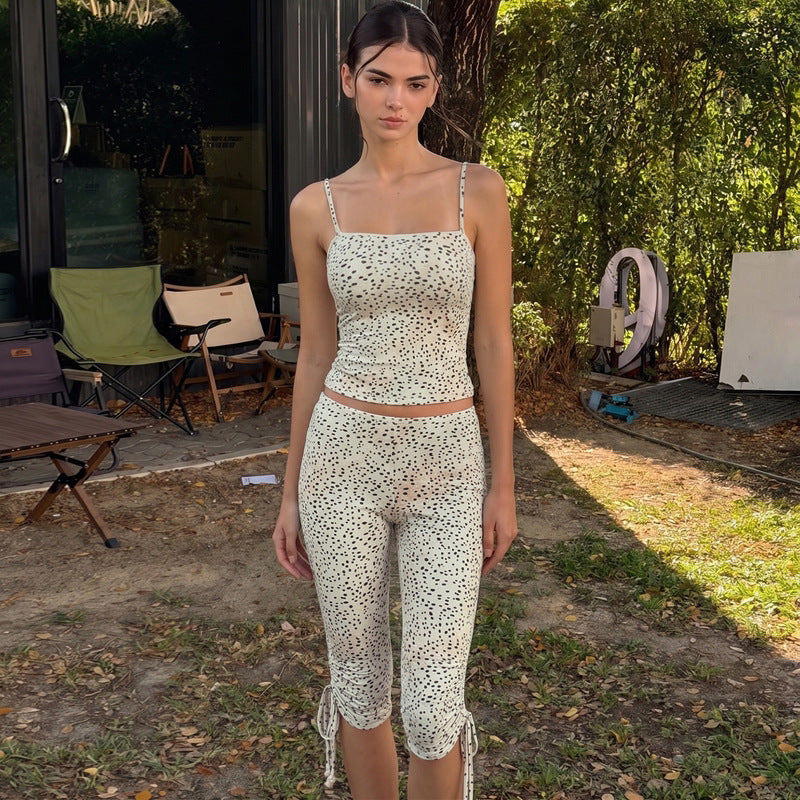 Damen Sportliches Set mit Spitzenträgern R&B