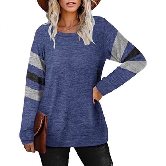 Damen lässiger Oversized Pullover mit sportlichen Streifendetails R&B