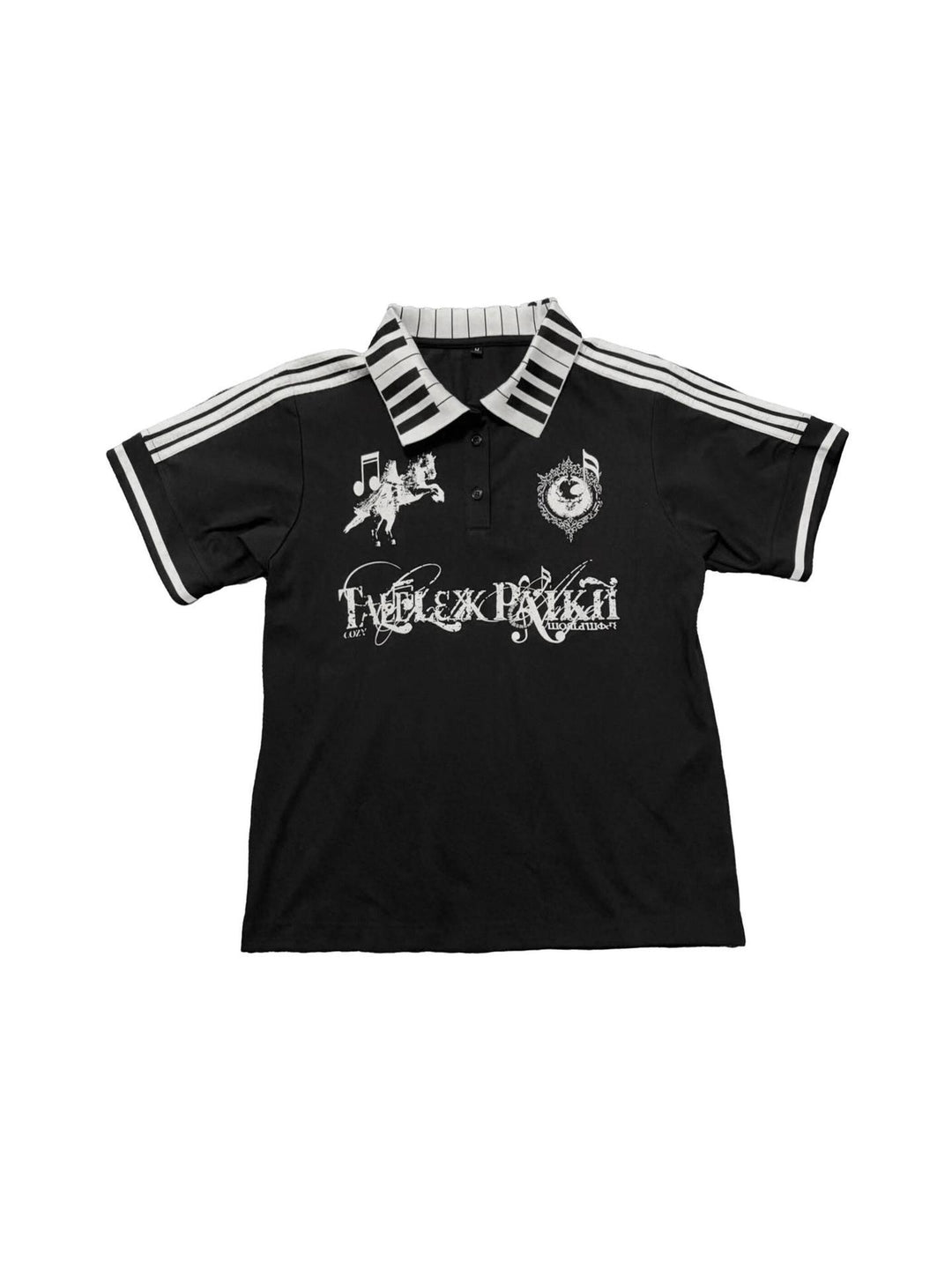Damen Poloshirt mit kreativem Druck und Streifenmuster R&B