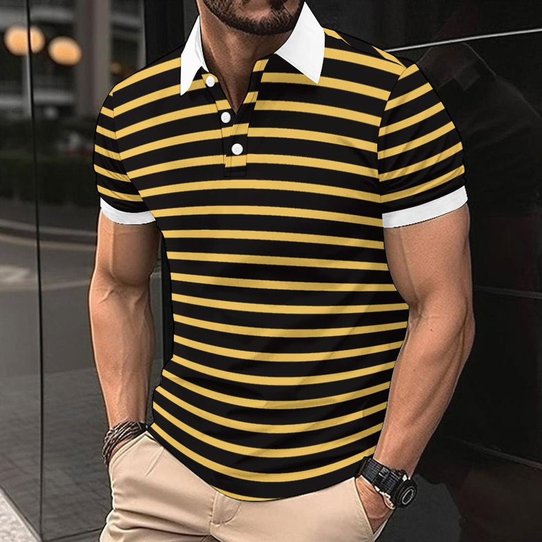 Herren Polo-Shirt mit maritimem Streifenmuster und kontrastierendem Kragen R&B