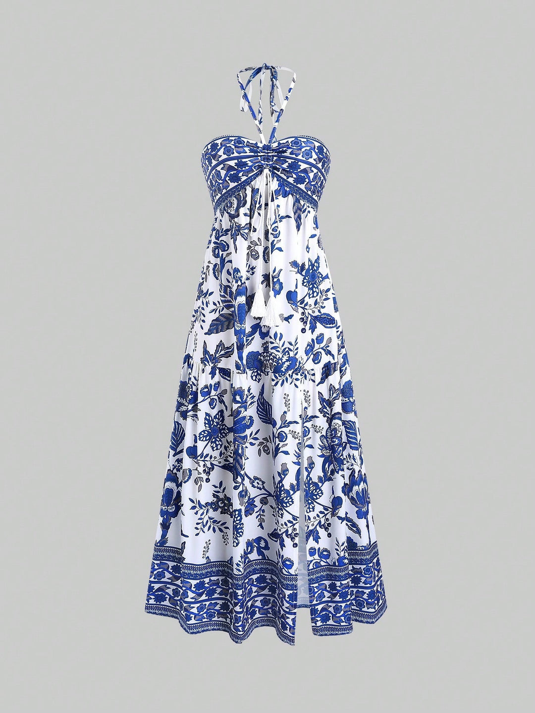 Damen Boho Maxikleid mit Trägern R&B