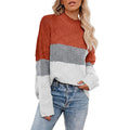 Damen farbenfroher Strickpullover mit strukturiertem Muster und hohem Kragen R&B