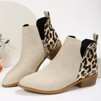 Damen elegante Ankle Boots mit modischem Leopardenmuster R&B