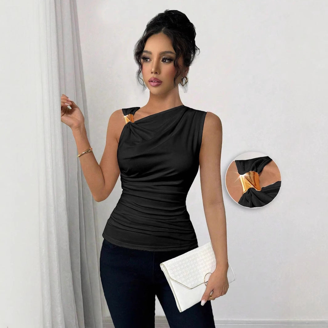 Damen ärmelloses Top mit dekorativem Knoten R&B
