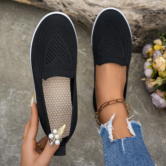 Damen Atmungsaktive Slip-On Freizeitschuhe mit komfortablem Absatz R&B