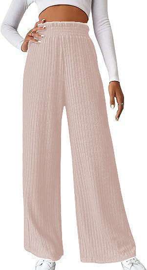 Damen weite Plisseehose mit hohem Bund und elastischem Taillenband R&B