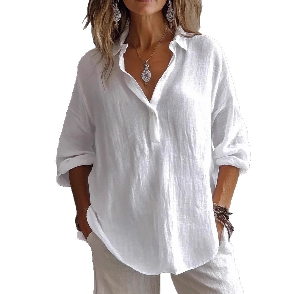 Damen Leichte Leinenbluse R&B
