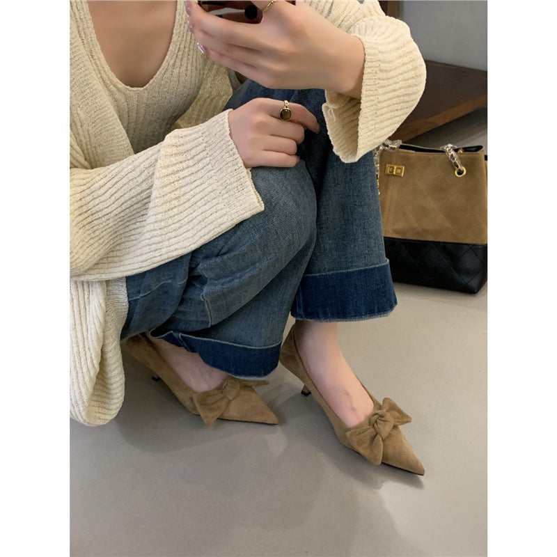 Damen elegante spitze Pumps mit zarter Schleifenverzierung R&B