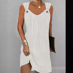 Damen Minikleid mit Wellenstruktur und dekorativen Ringen R&B