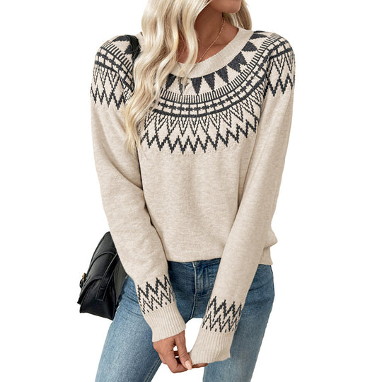 Damen Strickpullover mit nordischem Muster R&B