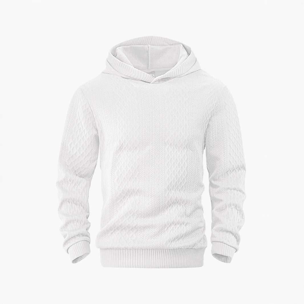 Herren nan strukturierter Schlauchkragen-Pullover mit Kapuze und Waben-Jacquard R&B